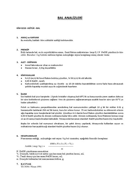 Bal analizleri pdf